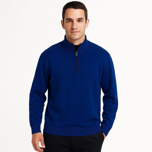 Tommy Bahama Pullover Men Blue Gray Reversible 1/4 Zip Long Sleeve Layer - Picture 1 of 15